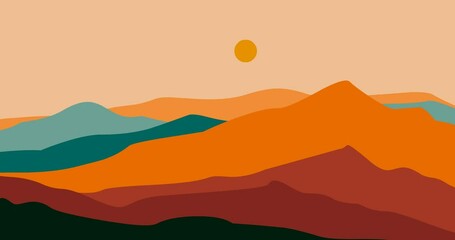 Sticker - color layered mountains abstract animation