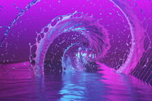 Water Spiral In Purple Neon Light