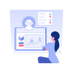 Poster - Trading bot isolated concept vector illustration. Stock market trader uses automated trading system, investment process, raising money, robo-advisers idea, blockchain technology vector concept.
