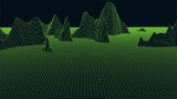 Fototapeta  - Abstract digital landscape. Wireframe landscape background. 3d futuristic vector illustration.