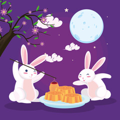 Sticker - moon festival illustration