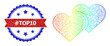 © Tensor Designs - Net love hearts carcass icon with spectrum gradient, and bicolor textured #Top10 seal stamp. Red stamp includes #Top10 tag inside blue rosette. Vibrant carcass network love hearts icon.
