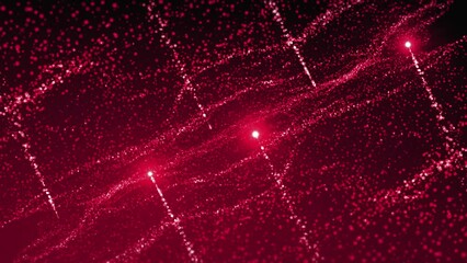 Poster - Flying through a galactic cosmos with glowing stars. Motion. Red celestial nebula constellation and star field.