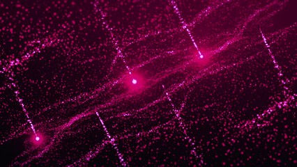 Poster - Pink and red glitter.Motion.A bright background in computer graphics in the abstraction of glitter particles on which they move.