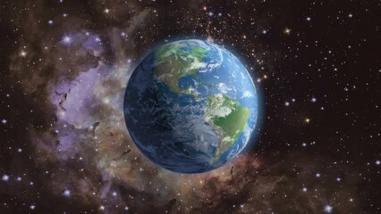 Wall Mural - looped rotation of the planet earth on the background of the galaxy. 3d render.elements of this imag