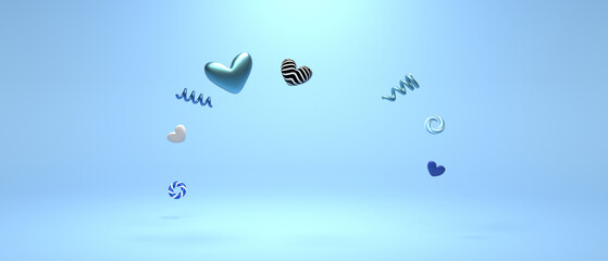 Poster - Hearts - Appreciation and love theme - 3D render