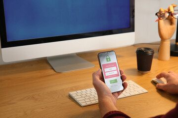 Man using modern mobile phone and computer for online payment