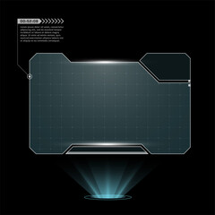 Leinwandbilder - HUD digital futuristic user interface horizontal frame. Sci Fi high tech screen. Cyberpunk game menu touching monitoring hologram dashboard panel. Cyberspace head-up display information vector border