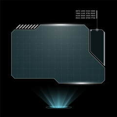 Leinwandbilder - HUD digital futuristic user interface horizontal frame. Sci Fi high tech screen. Cyberpunk game menu touching monitoring hologram dashboard panel. Cyber space head-up display information sign border