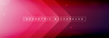Red Abstract Vector Long Banner. Minimal Background With Arrows And Copy Space For Text. Facebook Cover, Web Banner