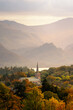 © David Matthew Lyons - Lake District National Park, Cumbria, England. Paraglider over Keswick town and Derwentwater. South toward Borrowdale. Autumn