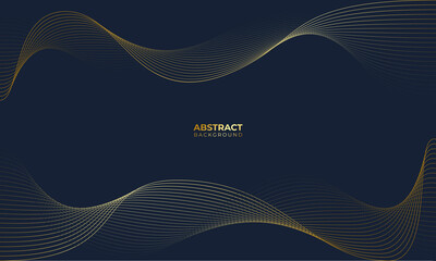 Abstract gold line with dark blue background