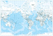 World Map - Political - American View - America in Center - White Color