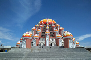 99 kubah mosque or 99 golden dome mosque at losari beach, makassar, indonesia