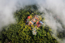 Aerial Drone View Of Wat Phra That Khao Noi, Or Phrathat Khao Noi Temple, Is The Top Attraction With A Fantastic View Of Nan Province, Thailand