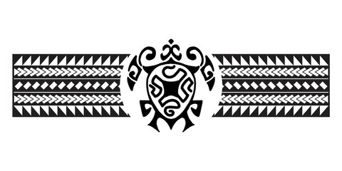 Wall Mural - Polynesian border tattoo design.  Pattern aboriginal samoan. Black and white texture, isolated vector.