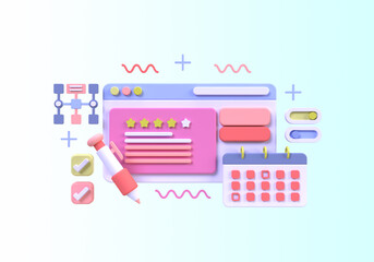 Web development for UI UX design concept illustration Landing page template business idea background