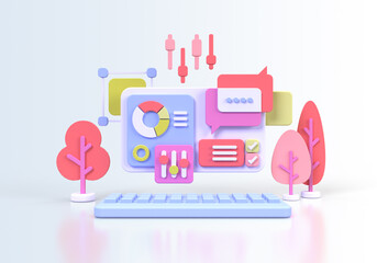 Web development for UI UX design concept illustration Landing page template business idea background