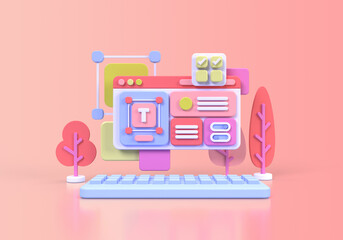 Web development for UI UX design concept illustration Landing page template business idea background