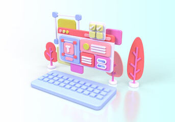Web development for UI UX design concept illustration Landing page template business idea background
