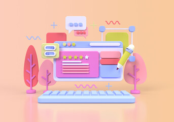 Web development for UI UX design concept illustration Landing page template business idea background
