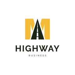 Initial letter M highway icon logo design inspiration