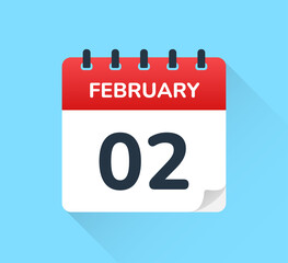 Wall Mural - February second day of the month on calendar vector icon