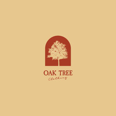 Wall Mural - oak Tree Silhouette Picture Wall Frame landscape logo design retro vintage