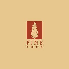 Wall Mural - pine Tree Silhouette Picture Wall Frame landscape logo design retro vintage