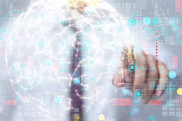 neural network 3d illustration. big data and cybersecurity
