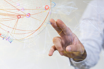 Poster - Global network. Blockchain. 3D illustration. Neural networks and artificial intelligence. Abstract