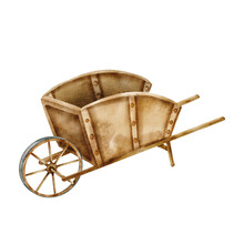 Watercolor Illustration- Garden Cart, Wheelbarrow