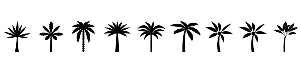 Wall Mural - Palm tree icon vector set. beach illustration sign collection. botanical symbol. aloha logo.