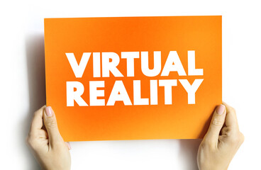 Aufkleber - virtual reality text on card, technology concept background