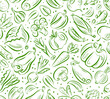 Fresh vegetables seamless pattern. Vegetarian healthy farm organic food background. Contour vector drawing