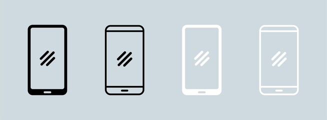 Poster - Smartphone or handphone icon in black and white colors for website or apps.