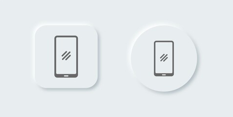Poster - Smartphone or handphone icon in neomorphic design style. Mobile phone vector illustration.