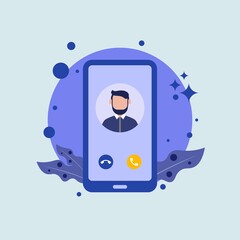 Poster - Smartphone or handphone flat illustration. Mobile phone vector illustration.