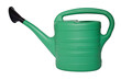 Green garden watering can of 10 liters isolated on a white background.