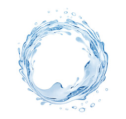  blue water splash isolated on white background, 3d rendering.