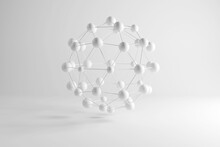 Three Dimensional Render Of White Connected Spheres. 3d Render