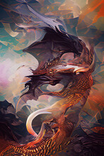 Dragons  Battle Abstract  Fantasy Digital Art