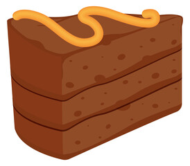 Sticker - Chocolate pie slice cartoon icon. Layered cake