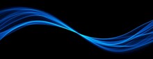 Blue Abstract Wave. Magic Line Design. Flow Curve Motion Element. Neon Gradient Wavy Illiustration.