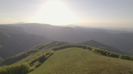 Wall Mural - Aerial view of Central Balkan mountains and the valley below. View from Ambaritsa peak