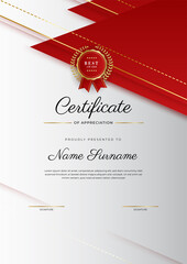 Wall Mural - Modern business certificate of appreciation red and gold design template