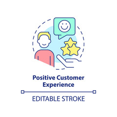 Poster - Positive customer experience concept icon. Selling trend abstract idea thin line illustration. Build consumer loyalty. Isolated outline drawing. Editable stroke. Arial, Myriad Pro-Bold fonts used