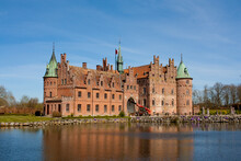 Egeskov Castle (Egeskov Slot) Located In The South Of The Island Of Funen In Denmark. The Best Preserved Renaissance Water Castle In Europe.