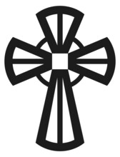 Decorative Cross Icon. Religion Symbol. Temple Sign