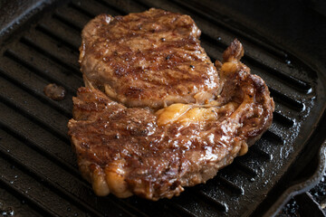 Wall Mural - grilled steak on the grill